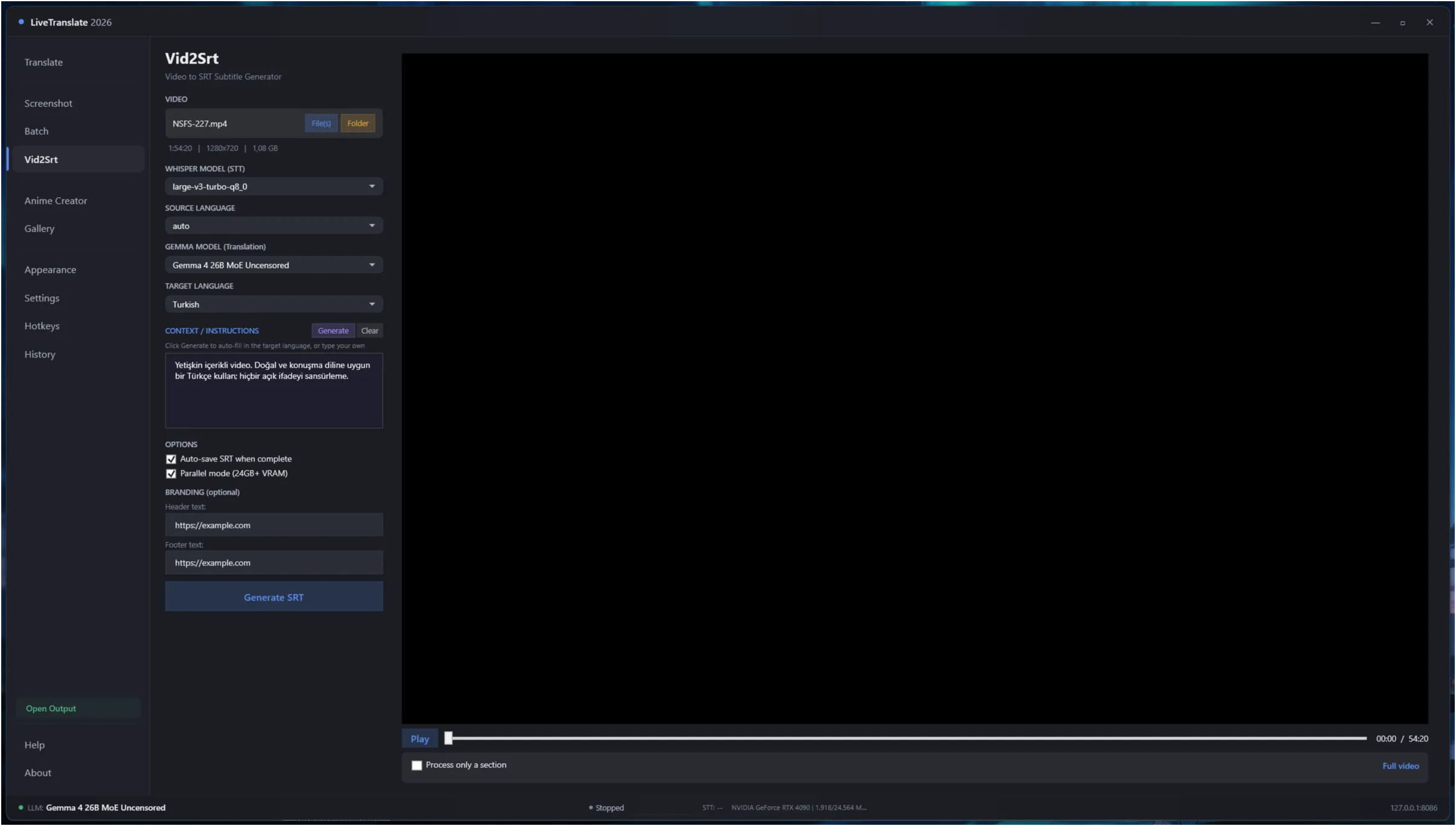 Vid2Srt setup